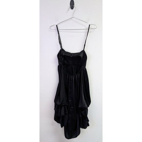 Vintage Charlotte Russe Slip Dress Y2K Bustier Gathered Ruffles Satin Black S - Picture 5 of 6